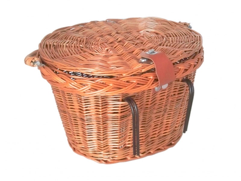 wicker bike basket with lid