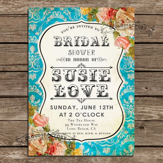 Items similar to Printable Bridal Shower Invitations - Digital diy ...