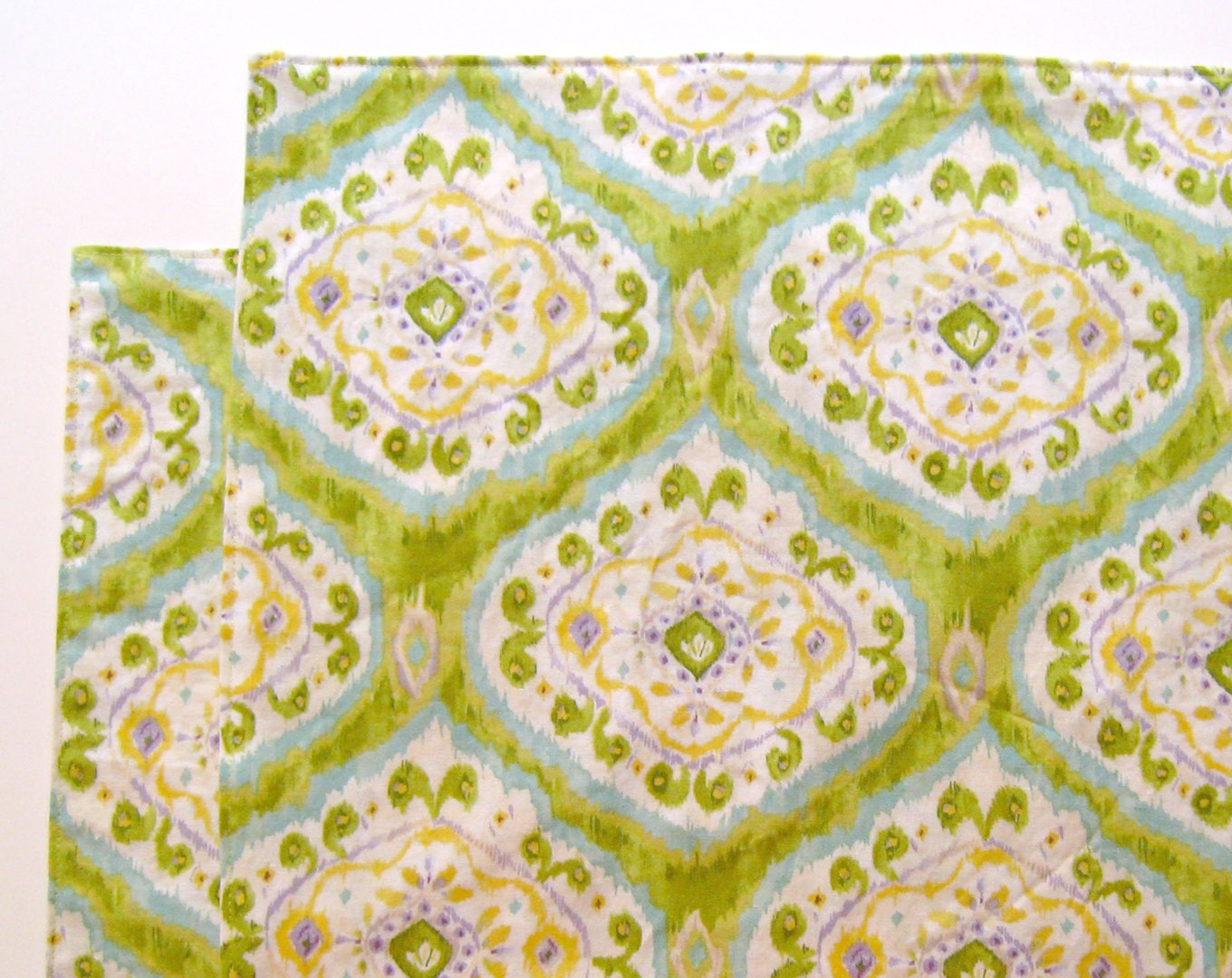Large Cloth Placemats Set of 2 Rich Green and Yellow Ikat