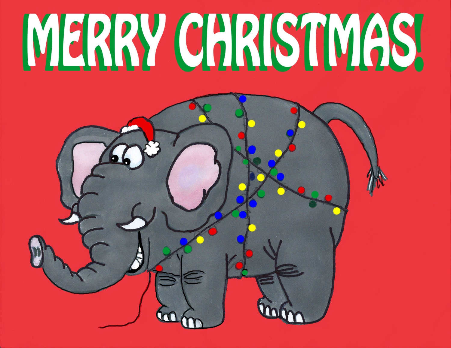 Set Of 10 Elephant Christmas Cards