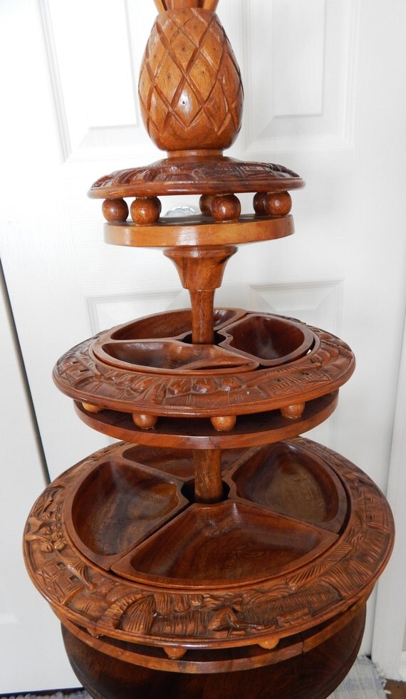 Antique Carved Lazy Susan Antique Carved Three Tiered Serving