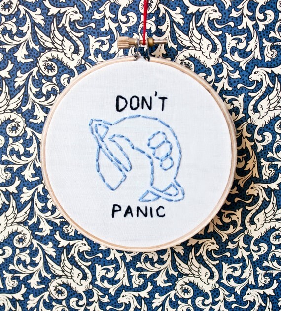 Items similar to Hitchhiker's Guide to the Galaxy "Don't Panic" 4 Inch