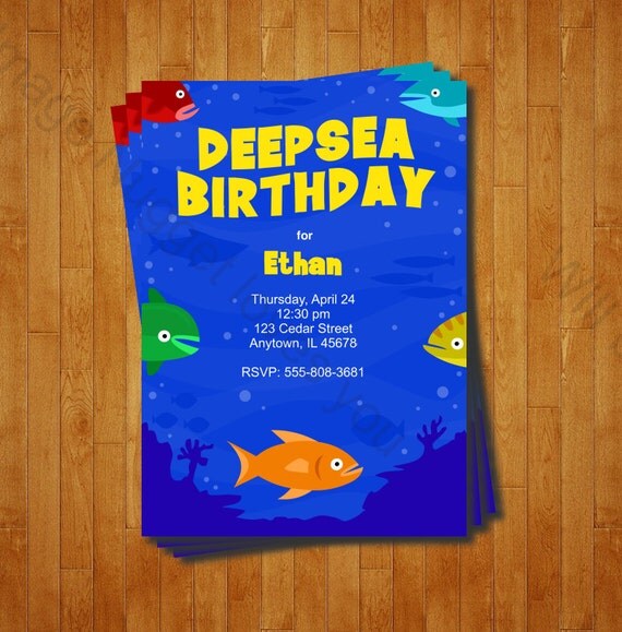 Fish Party Invitation printable birthday invite for an Ocean