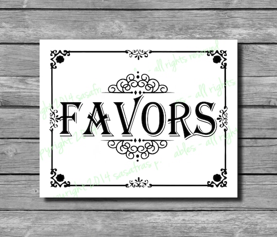 PRINTABLE Favors Wedding Sign DIY Download and Print