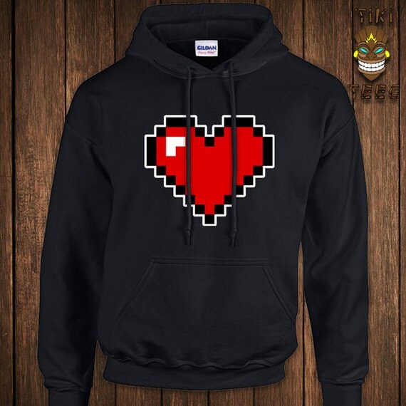Funny Video Game Hoodie 8Bit Heart Geek Arcade Hooded Sweater
