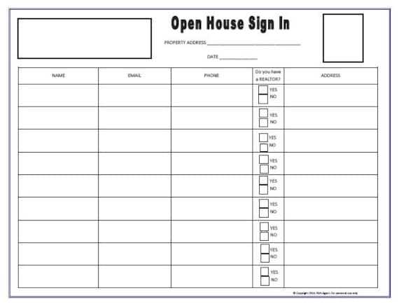 Open House Sign in Sheet Blue Tools for Real Estate by ...