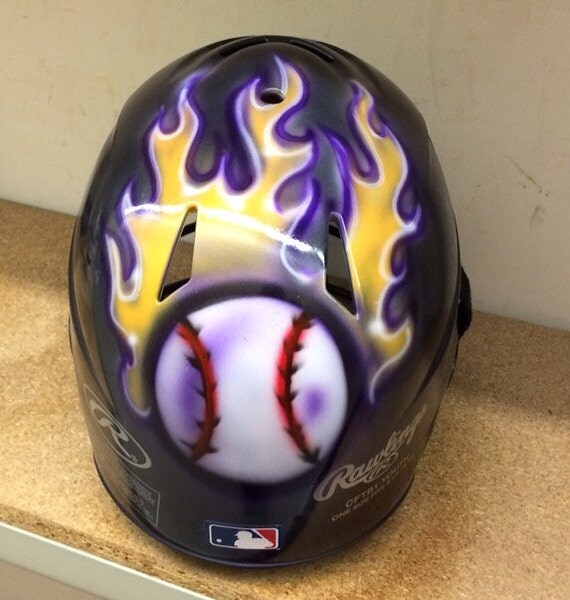 AIRBRUSHED BATTING HELMET by MandyMooreAirbrush on Etsy