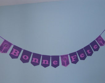 Bonne Fete banner French banner Happy Birthday banner Blue