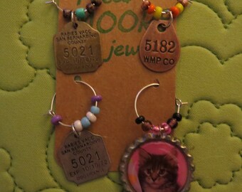 Tabby Kitty wine charms