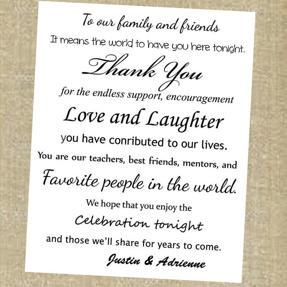 Items similar to Printable Thank You- wedding thank you, family and ...