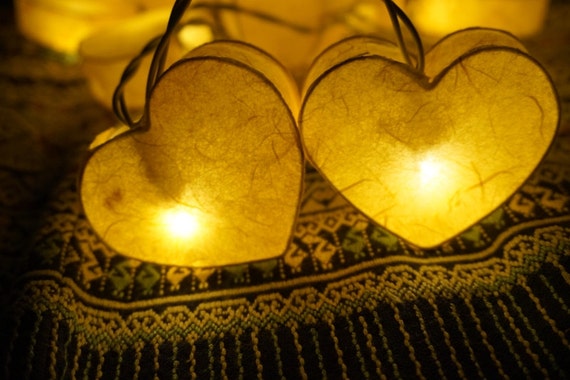 20 Bulbs Yellow Heart Paper Lantern String Lights for Party