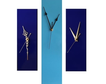 CLC Contemporary Slim Long Wall Clock BLUE 30cm or 40cm