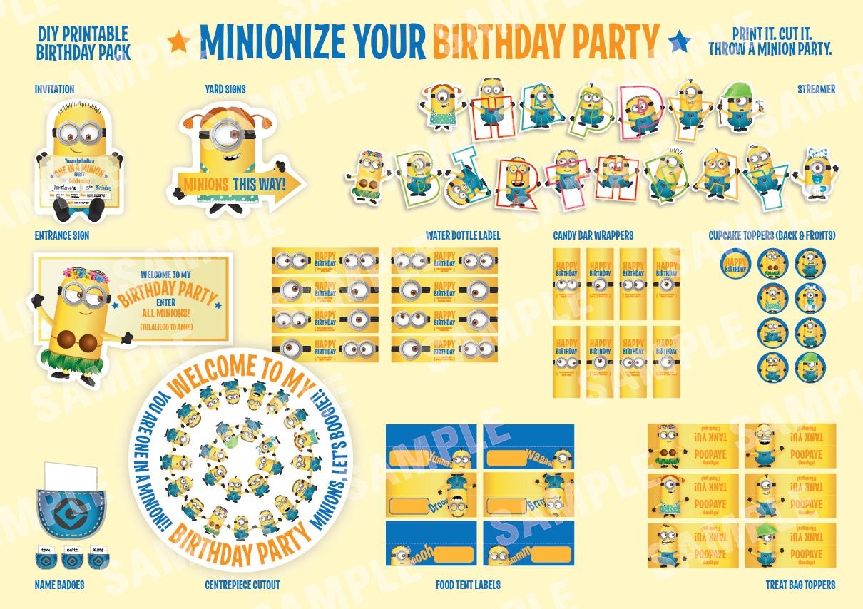 Minions Despicable Me Printable Birthday Party Pack DIY