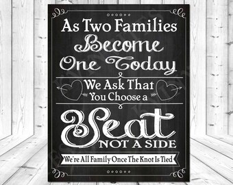 Choose a Seat not a Side Chalkboard Sign, Wedding Chalkboard Sign Printable, INSTANT DOWNLOAD