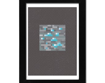 Minecraft Diamond Block inspired 8-bit Poster