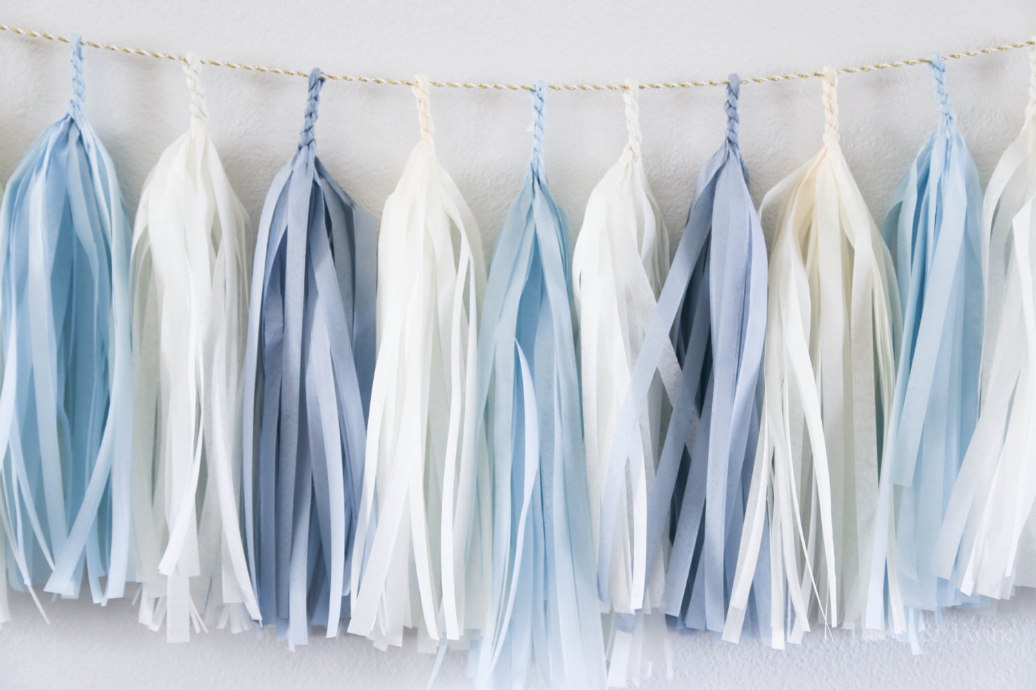 BABY BLUE tassel garland party decoration // wedding decor