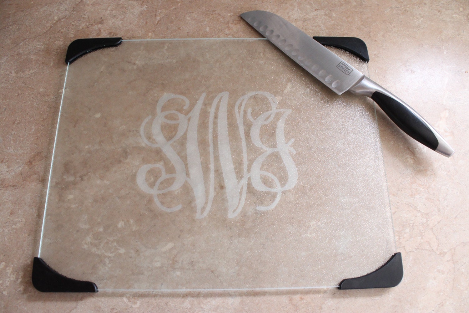 15x12 Monogrammed Glass Cutting Board by SassybySacha on Etsy