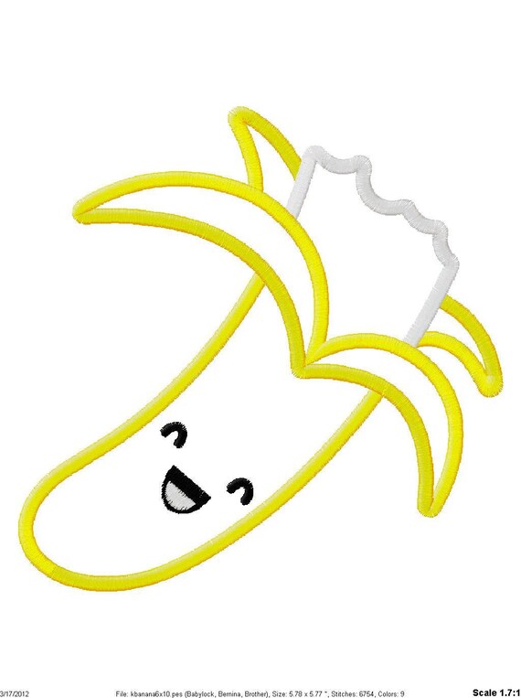 Cute banana applique embroidery design