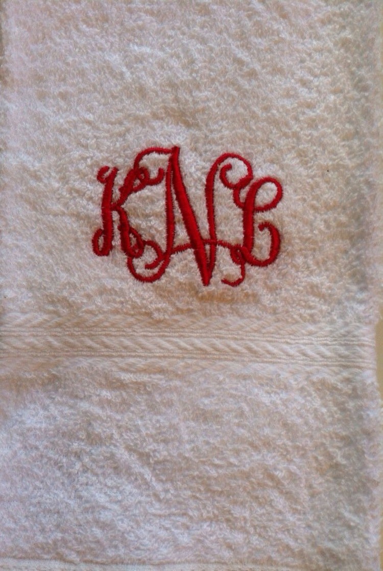 Monogram hand towel by Studio218 on Etsy
