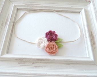 Felt Flower Headband, Felt Baby Headband, Newborn Headband, Baby Girl Headband