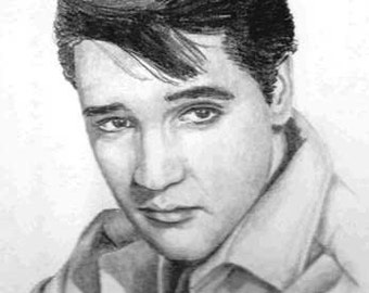 Elvis Presley pencil portrait illustrated by artist Vicki Knoll