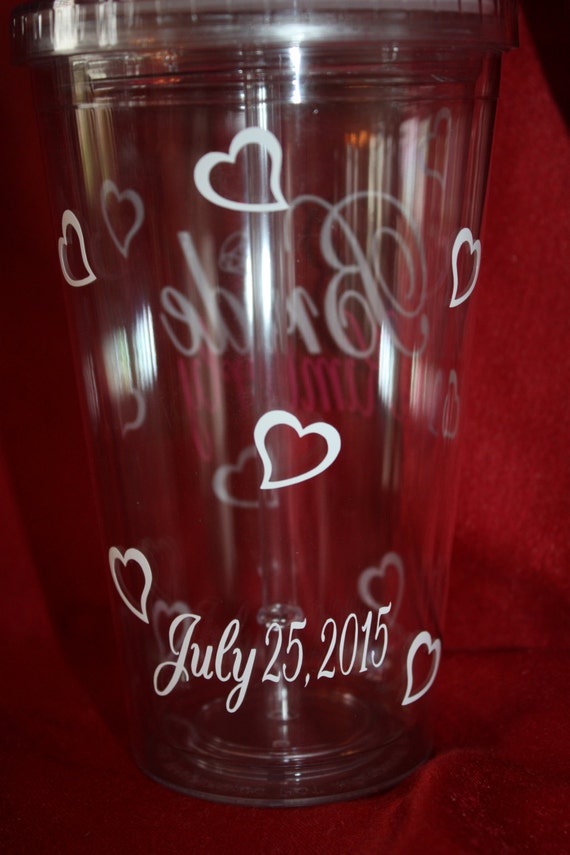 Personalized Bride tumbler. Cup for the Bride. by TheVinylChick