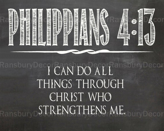 Items similar to Bible Verse Chalkboard Sign - Philippians 4:13 ...