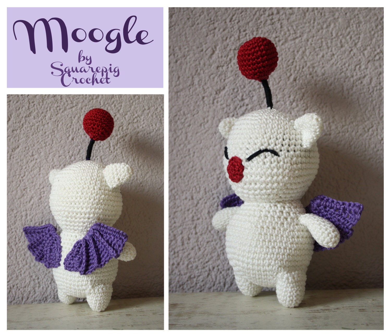 Moogle crochet pattern. This cute Moogle from FF14 is not hard by