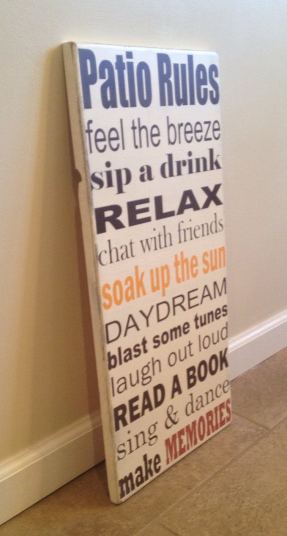 Patio Rules sign wood wall art