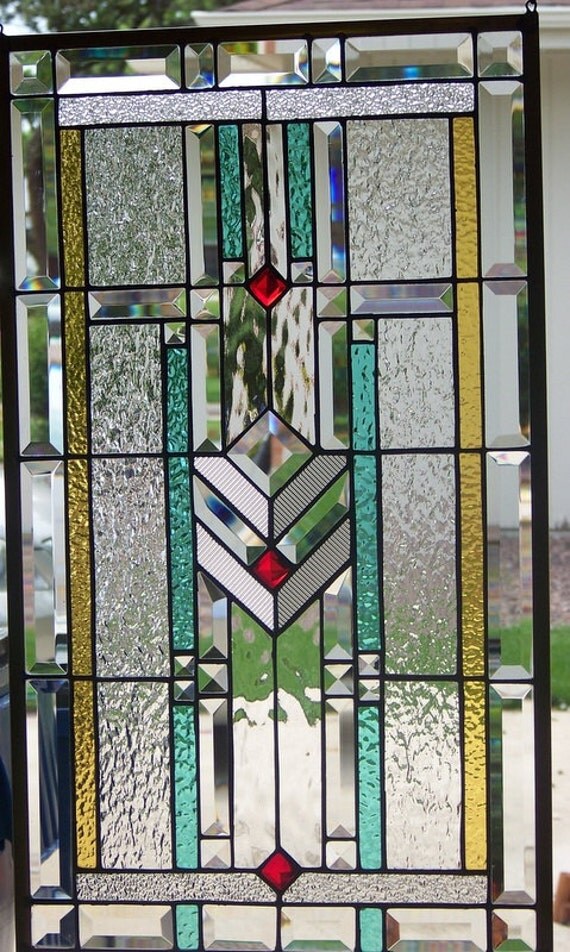 Mission style Stained Glass Window Hanging