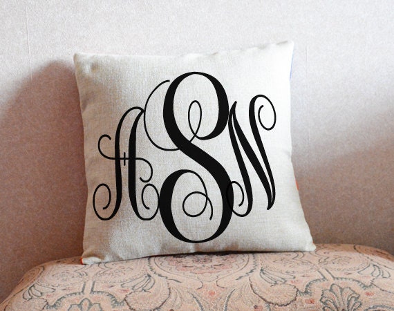 Monogram pillow cover personalized pillowcase by CreativePillow