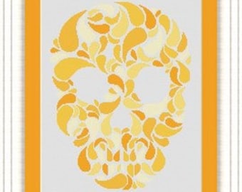 SKULL head / tete de mort - Counted cross stitch pattern /grille point de croix ,Cross Stitch PDF, Instant download