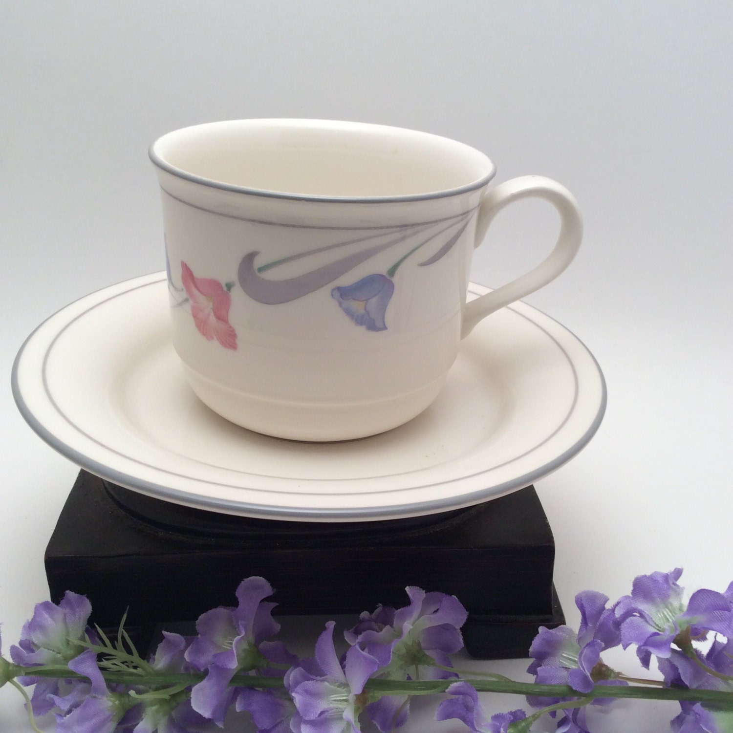 Discontinued Lenox China Glories in Grey Flat Cup and