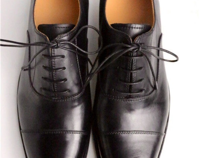 Handmade Goodyear Welted Classic Oxford Men's Dress Shoes,Plain Captoe Extended Edition