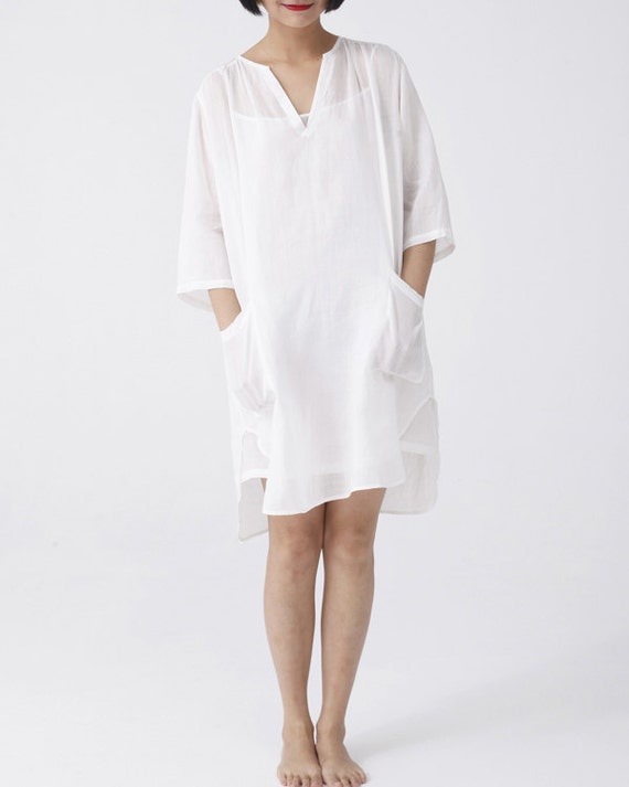ladies white linen tunic