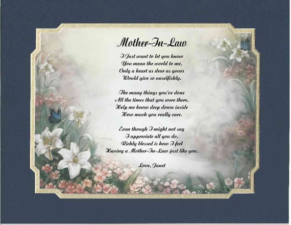 Items similar to Personalized Poem For Mother In Law