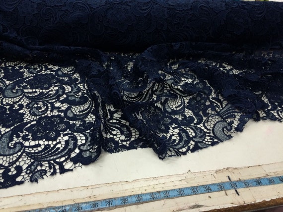 Items similar to Navy Blue Flower Guipure Lace. Sold By The Yard.36x50 ...