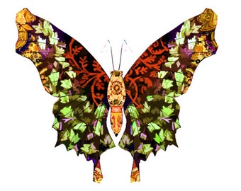 Items similar to Whimsical Butterfly Painting Illustration Archival ...