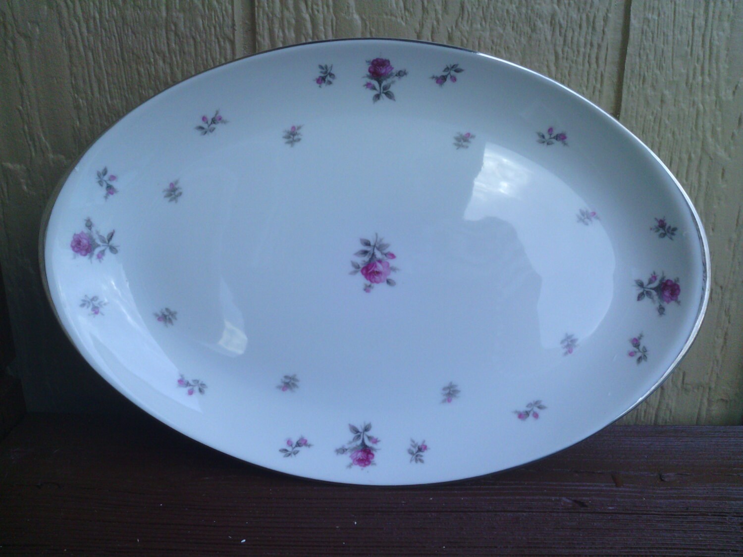 Pretty China Rose Chintz Design Platter Meito.