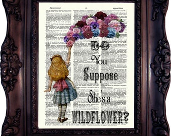 Alice in Wonderland Decoration. Alice in wonderland Quote Art Print. Dictionary art print. Print on book page. Wonderland Art. Code:526