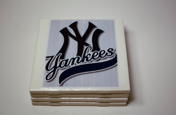 Ceramic Tile Coasters New York Yankees Set of by MemoriesNThyme