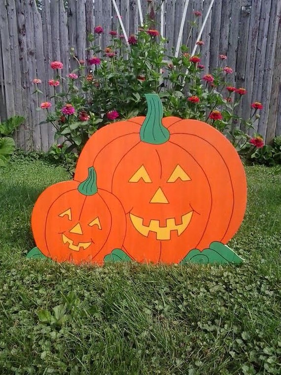 Thanksgiving Yard Decorations Wood : Halloween pumpkin outdoor wood yard art lawn