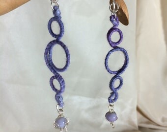 Lilac Merino Wool and Glass Strata-Spheres Earrings