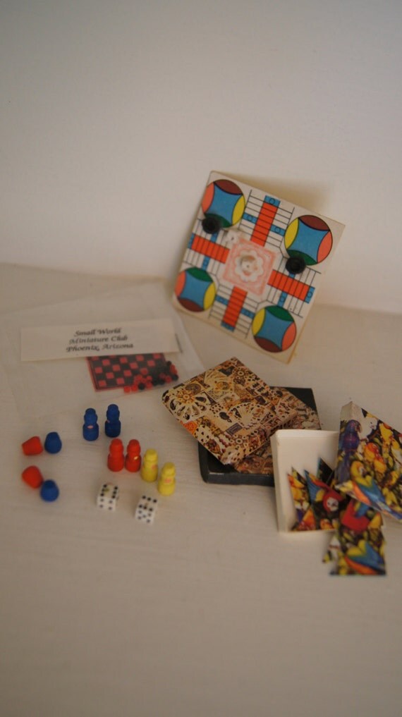 Vintage Miniature board games game pieces and puzzles