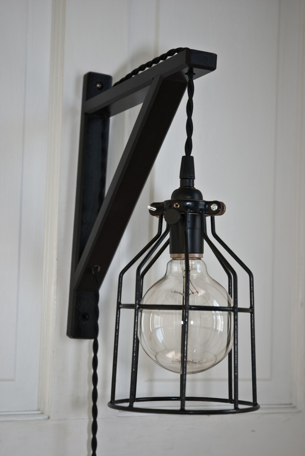 black wood bracket metal bulb cage guard by vintagelightszone black wood bracket metal bulb cage guard by vintagelightszone