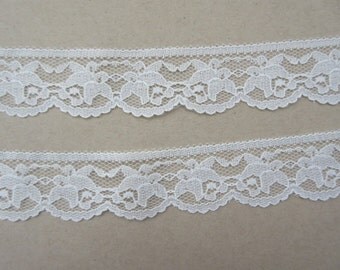 Ivory Lace Trim Ribbon 1 1/4" inch wide Floral Lace Flower Sewing Trim Scrapbook Card Decoration Wedding Lace Bridal Gift Wrap Basket WL059