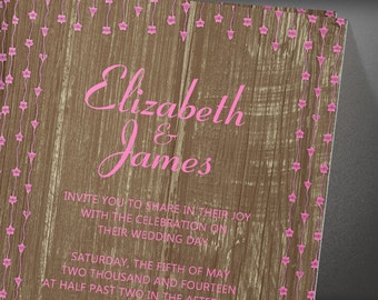 Brown Rustic Country Barn Wood Wedding invites