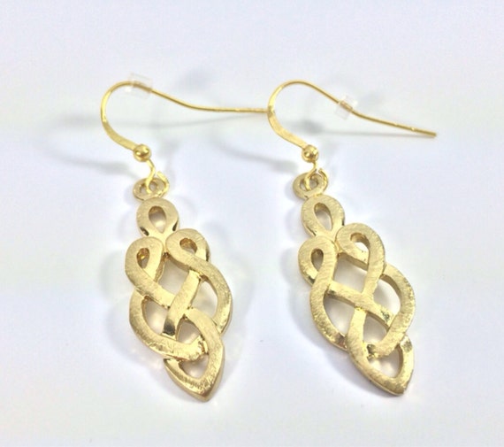 Celtic Earrings // Matte Gold Finish // by HandandMindCreations