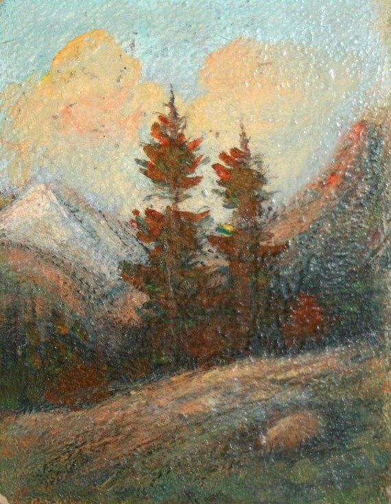 Vintage European impressionism landscape oil painting