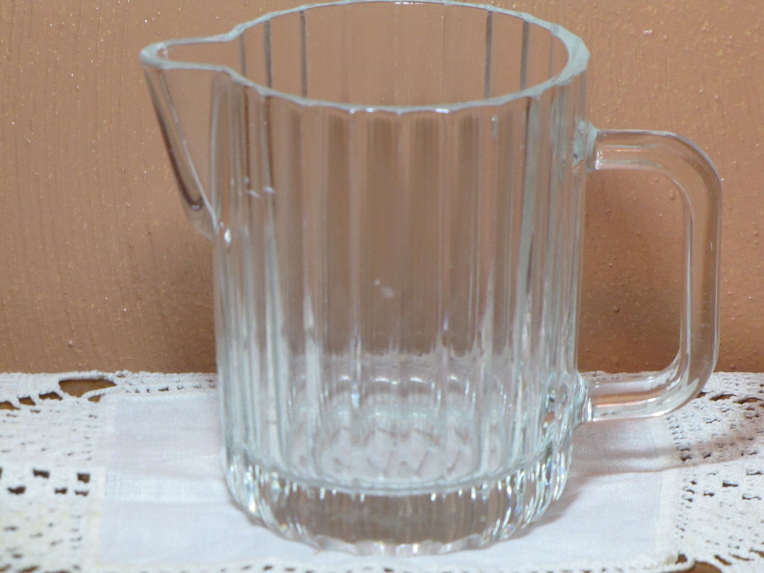 Small Vintage Clear Glass Pitcher 4944